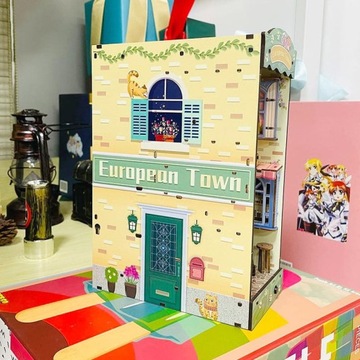 Складная деревянная 3D книга-уголок Cat Town Cat Подарок для ребенка