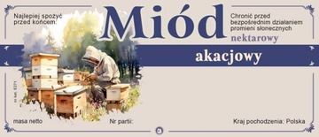 Etykiety na miód akacjowy (100szt) - wzór E271