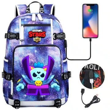 Plecak Brawl Stars Dark Lord Spike z ładowaniem USB. Duża pojemność