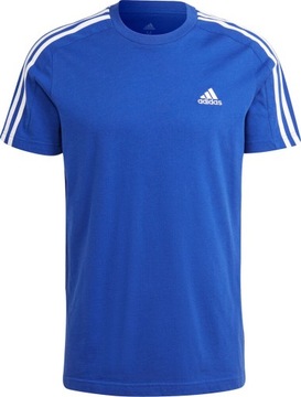 KOSZULKA MĘSKA ADIDAS ESSENTIALS SINGLE JERSEY 3-STRIPES NIEBIESKA r M