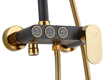 Комплект тропического душа, смеситель для душа, излив 1,5 м, черное золото