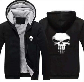 BLUZA MĘSKA Z KAPTUREM WZÓR 3D BIAŁEJ CZASZKI