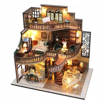 DIY 3D miniaturowy domek dla lalek z oświetleniem