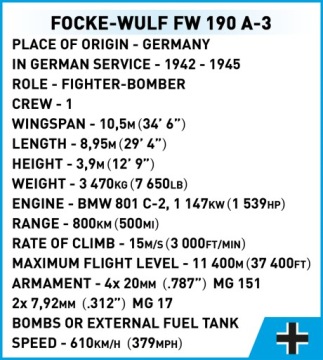 COBI 5741 FOCKE-WULF FW 190-A3 Истребитель