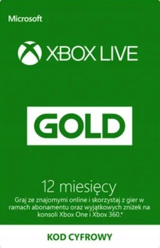 XBOX GAME PASS CORE/ LIVE GOLD 12 MIESIĘCY / 1 ROK! klucz, kod!