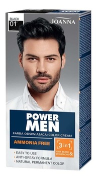 JOANNA MEN FARBA 3w1 WŁOSY BRODA WĄSY 01 CZARNA