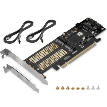 Kontroler Adapter 3x dysk M.2: SATA + NVMe + mSATA PCI-e x16