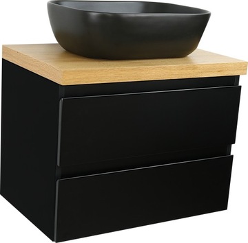 SZAFKA ŁAZIENKOWA CZARNY MAT Z BLATEM DĄB 80 CM