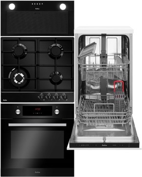 Zestaw AMICA czarny EB7541DB + PGA6111ApB +AMGB20E2GB + zmywarka 45 cm