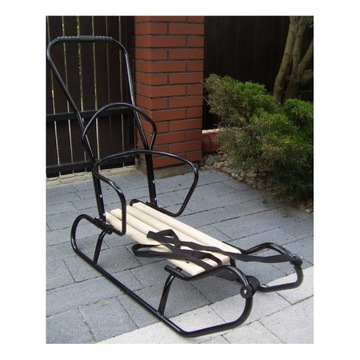 ДЕТСКИЕ САНКИ СО СПИНКОЙ И СПАЛЬНИКОМ, МЕТАЛЛ, ПУШЕР, ПОЛЬСКОЕ КАЧЕСТВО