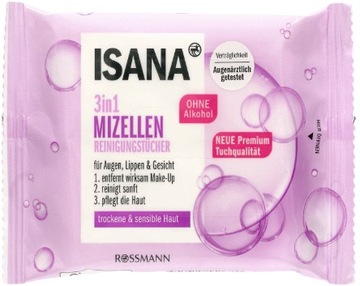 Chusteczki do demakijażu 3w1 Isana Clean 25szt