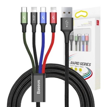 BASEUS KABEL DO TELEFONU LIGHTNING MICRO USB DO USB TYPU C QC 3,5A 1,2M