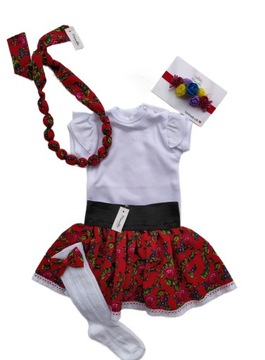 Spódnica + body białe strój krakowski góralski 80