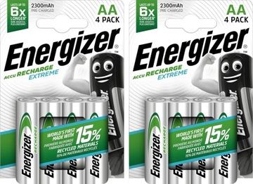 8x Akumulatorki ENERGIZER Extreme AA R6 HR6 NH15 1,2V 2300mAh