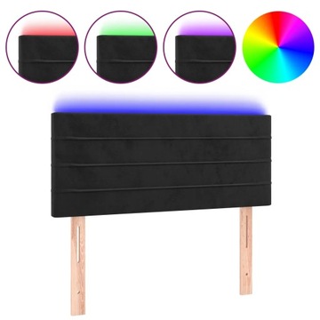 Zagłówek LED aksamitny czarny 80x78/88cm - zabawny akcent innowacyjny