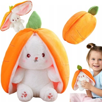 Maskotka Pluszak Królik Marchewka Uszy 2w1 25 cm Duży w Marchewce Pluszowy