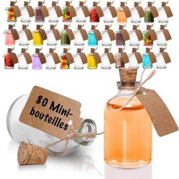 BUTELECZKA SZKLANA Z KORKIEM I ETYKIETĄ BUTELKA 50 ml