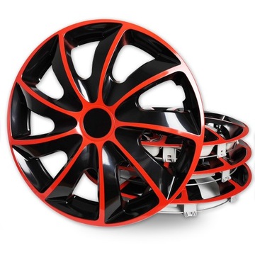 4x Kołpaki 14 Quad Bicolor Red - Black czerwone uniwersalne do samochodu