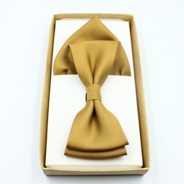 ЗОЛОТОЙ ЭЛЕГАНТНЫЙ ГЛАДКИЙ ГАЛСТУК-БАБОЧКА + ТРУБКА