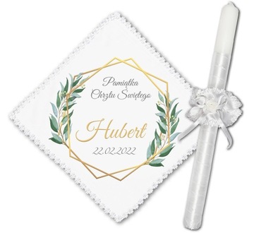 SZATKA I ŚWIECA DO CHRZTU CHRZEST IMIĘ DATA