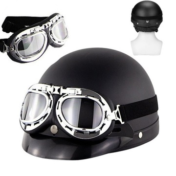KASK MOTOCYKLOWY ORZESZEK HEŁM RETRO CHOPPER GOGLE JET UNISEX-DLA DOROSŁYCH