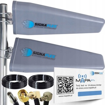 ANTENA ZEWNĘTRZNA DUAL DO INTERNETU GSM 3G 4G 5G LTE 46dBi ZTE HUAWEI 2x15m