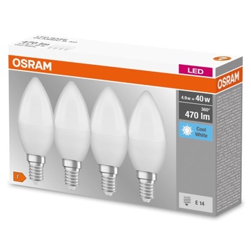 Osram 4x żarówka LED E14 5.5W=40W 470lm 4000K