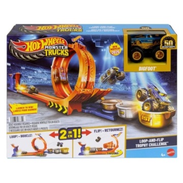 HOT WHEELS MONSTER TRUCKS TRACK LOOP JUMP FOR TROPHY BIGFOOT 50TH ANNIVERSARY 4+