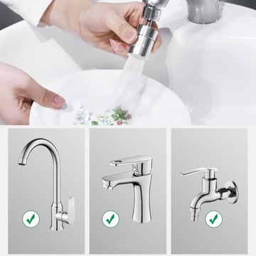 АЭРАТОР КРАНА, ВРАЩАЮЩАЯСЯ НА 360° ГОЛОВКА КРАНА, УНИВЕРСАЛЬНЫЙ ПЕРЕХОДНИК КРАНА