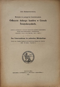 Odkrycie dolnego kambru w Górach Świętokrzyskich Jan Samsonowicz