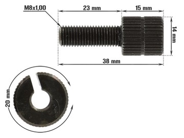 ТРОС СЦЕПЛЕНИЯ, РЕГУЛИРОВОЧНЫЙ ВИНТ РЫЧАГА M8 x 1,00