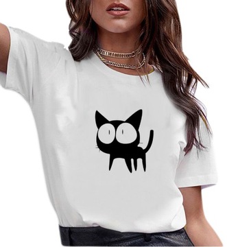 Koszulka damska t-shirt z nadrukiem KOT M