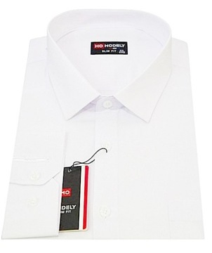 Modely Koszula Męska Biała Bawełna 100% Długi Rękaw Slim Fit 42/43 XL