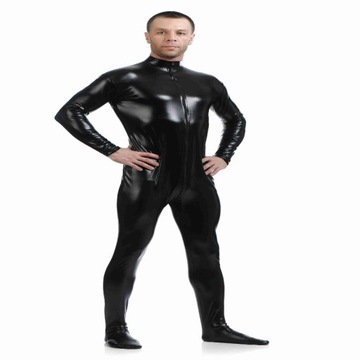 Body Zentai Body z metalicznego spandexu XL, czarne