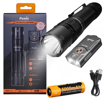 Zestaw Latarka Fenix LEDPD26R Pro 2800lm i Mini Latarka E03R 500lm