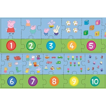 PUZZLE 20 UKŁADANKA ŚWINKA PEPPA PIG PEPA CYFRY NAUKA LICZENIA 3+ TREFL