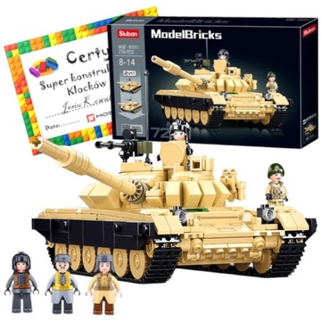 KLOCKI SLUBAN MB Czołg Wojskowy T72 770 elementów Konstrukcyjne + GRATIS