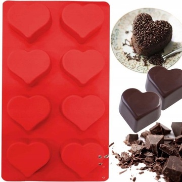 СИЛИКОНОВАЯ ФОРМА ДЛЯ МАФФИНОВ «СЕРДЕЧКИ» МАФИНЫ ДЕСЕРТНЫЕ РУЛЕТЫ ФОРМА ДЛЯ ЖЕЛЕ 8