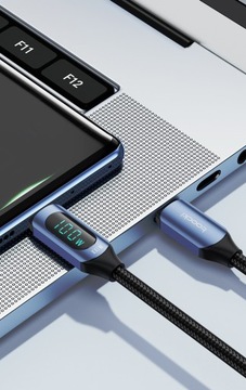 Кабель TooCKI 2 метра USB-C — C 100 Вт PD QC + LCD METER ЧЕРНЫЙ 2 метра.