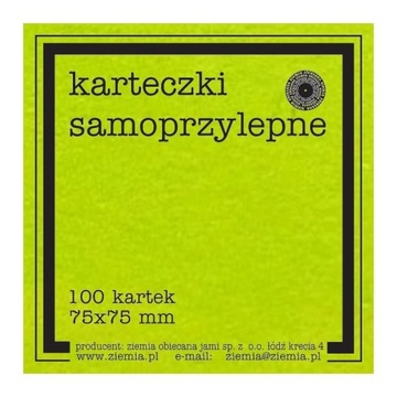 KARTECZKI SAMOPRZYLEPNE FLUO 75X75MM 100K ZIELEŃ