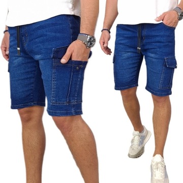 MODNE SPODENKI męskie JEANSOWE Z KIESZENIAMI szorty krótkie spodnie 330, XL