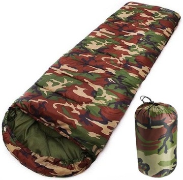 Śpiwór turystyczny na biwak kolonie obóz moro camouflage ciepły 210x75cm