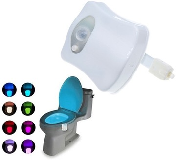 LAMPKA LED DO TOALETY WC Z CZUJNIKIEM RUCHU KOLORY