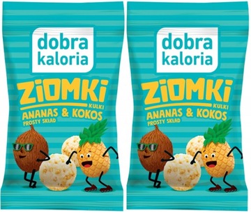 2 x DOBRA KALORIA KULKI ZIOMKI ANANAS i KOKOS 24 g | PRZEKĄSKA ZESTAW