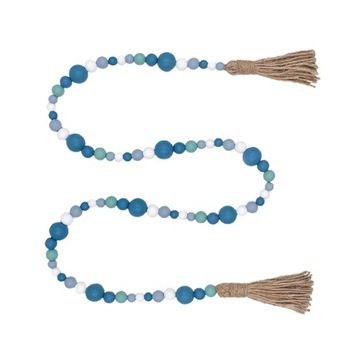 BOHO DECOR DREWNIANE KORALIKI LINOWA GIRLANDA