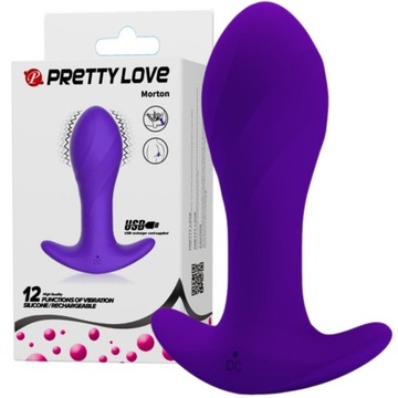 Fioletowy korek analny - MORTON - z wibracjami, USB - Pretty Love