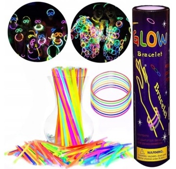 BRANSOLETKI OPASKI FLUORESCENCYJNE ŚWIECĄCE 5 SZTUK PAŁECZKI