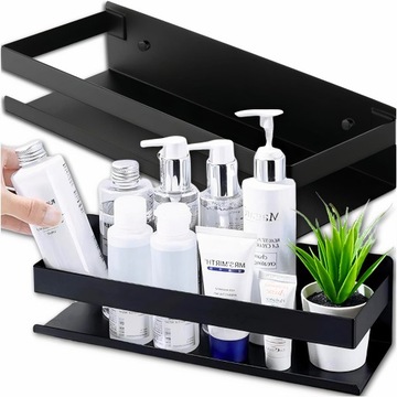 STYLOWA PÓŁKA ŁAZIENKOWA WISZĄCA POD PRYSZNIC CZARNA LOFT
