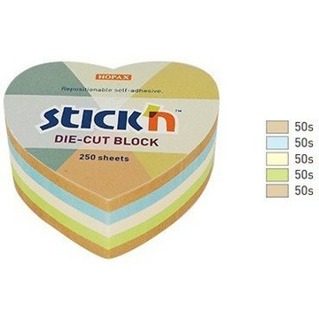 Karteczki Stick'n 64x67mm serce 4 kolory