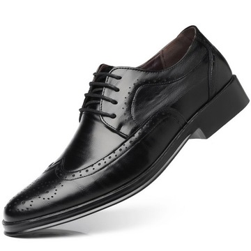 42 OXFORDKI PÓŁBUTY ELEGANCKIE WYJŚCIOWE SKÓRZANE BUTY KLASYCZNE CZARNE